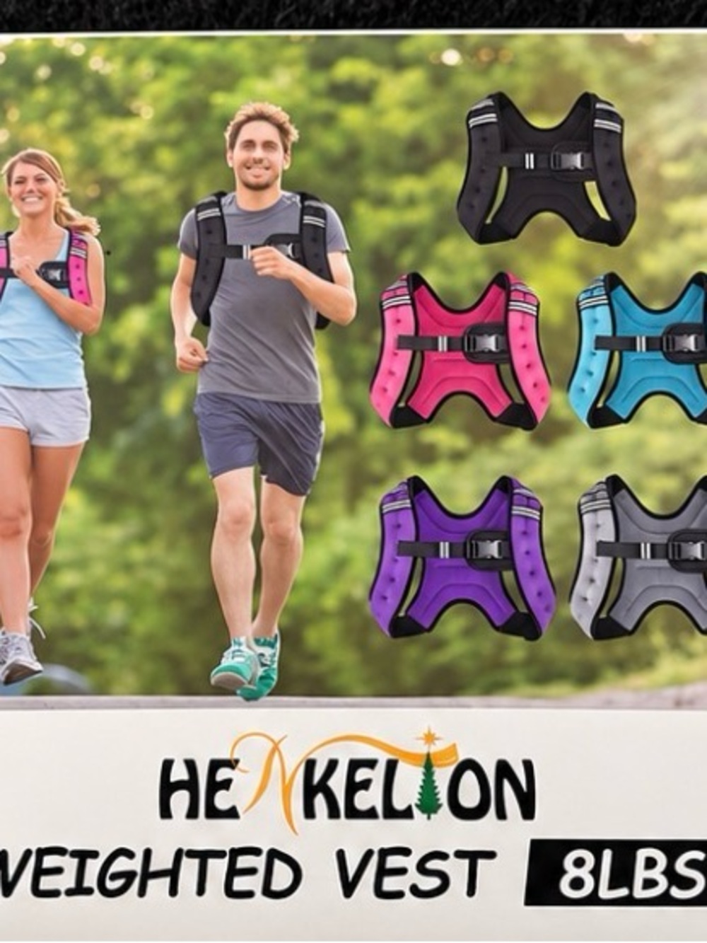 Henkelion 8 lb Adjustable Weighted Vest Black Workout Running Fitness